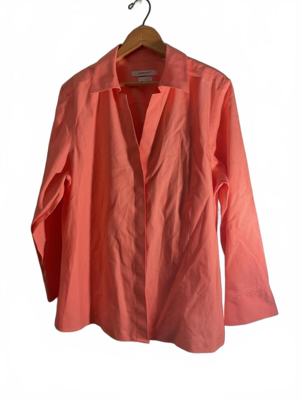 Foxcroft Women's Heritage Non Iron fitted Button-Down in Coral Sz 18 NWOT